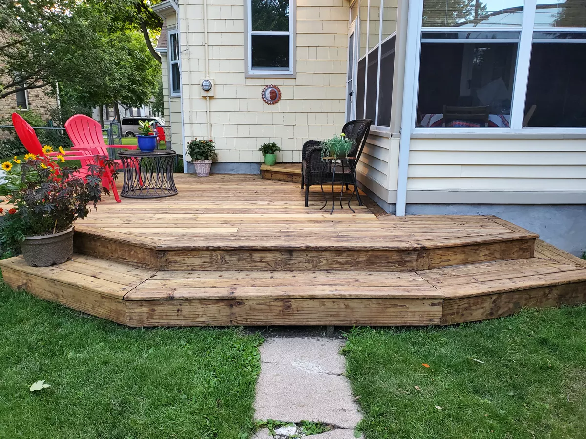 Natural wood deck after restoration
